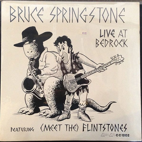 Bruce Springstone – Live At Bedrock (knockoff album cover)