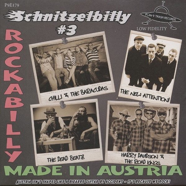 Chilli & The Baracudas, The New Attention, The Dead Beatz, Harry Davidson & The Road Kings – Schnitzelbilly #3 - Rockabilly made in Austria (knockoff album cover)