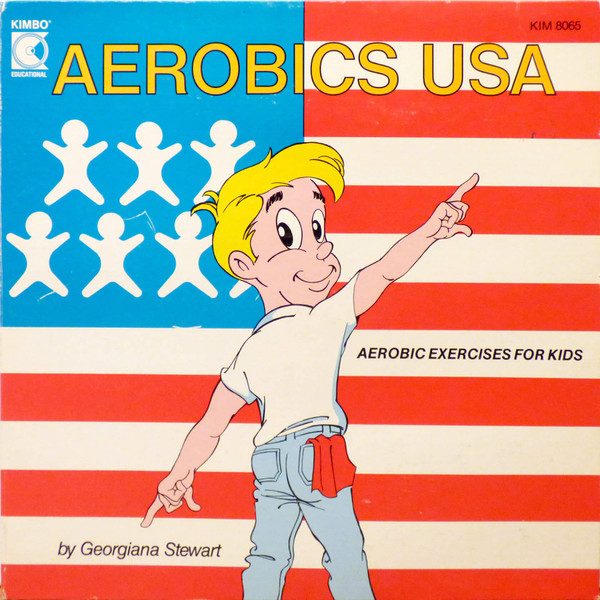 Georgiana Stewart – Aerobics USA: Aerobic Exercises For Kids (knockoff album cover)