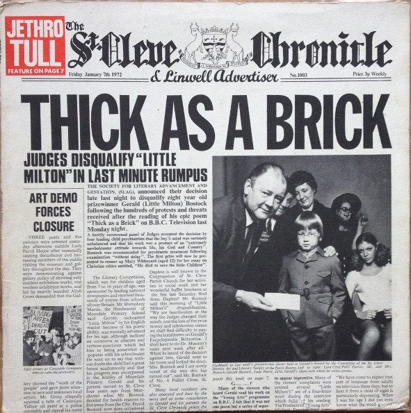 Jethro Tull – Thick As A Brick (original album cover)