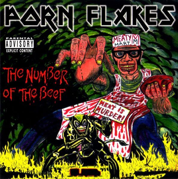 Porn Flakes – The Number Of The Beef (knockoff album cover)