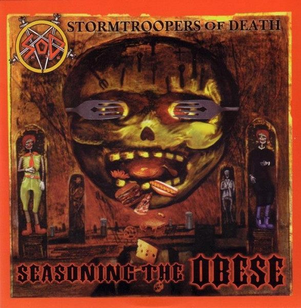Stormtroopers Of Death – Seasoning The Obese / Yellow Machinegun (knockoff album cover)