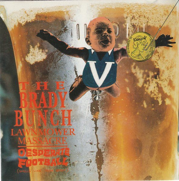 The Brady Bunch Lawnmower Massacre – Desperate Football (Smells Like Team Spirit) (knockoff album cover)