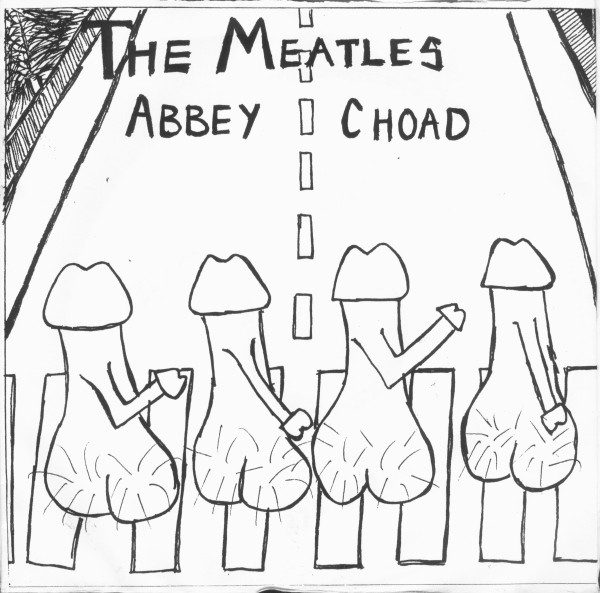 The Meatles – Abbey Choad (knockoff album cover)